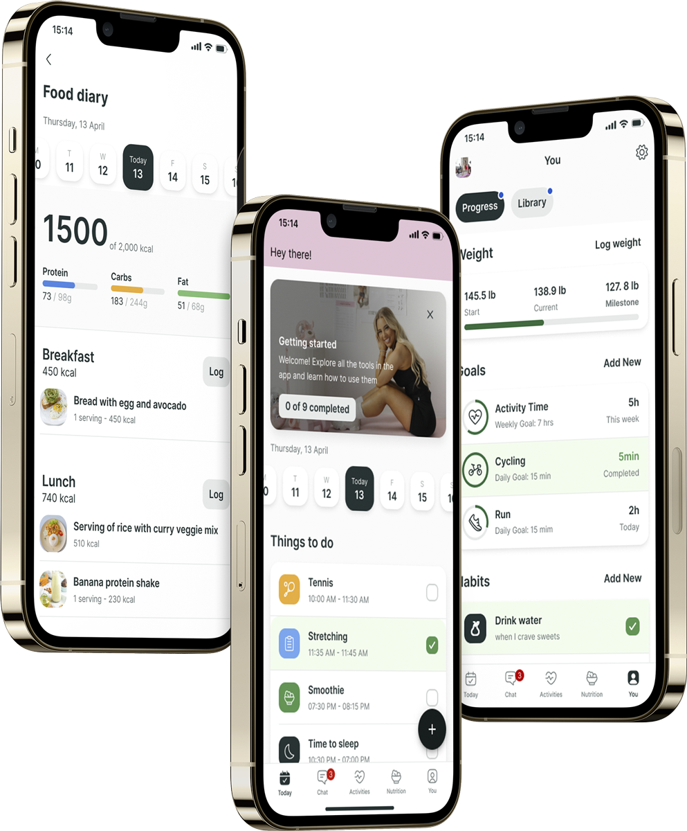 A mockup of the coaching app showcasing the features.